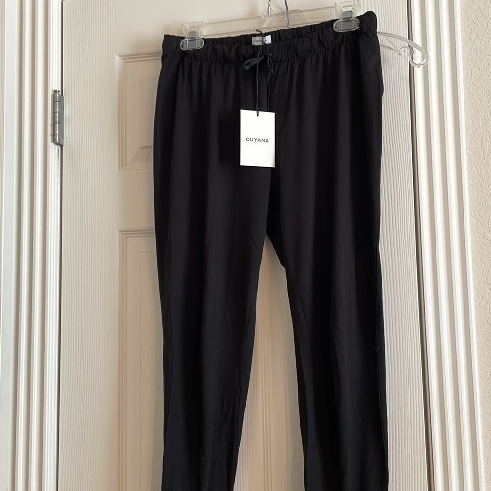 NWT Cuyana Organic Pima Tapered Pants S Black